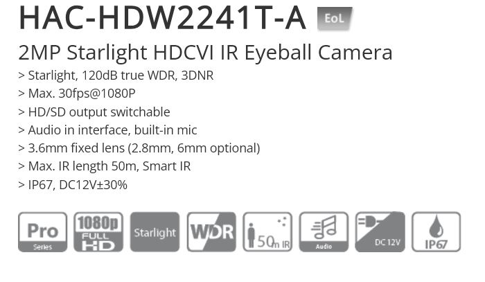  دوربین داهوا HAC-HDW2241T